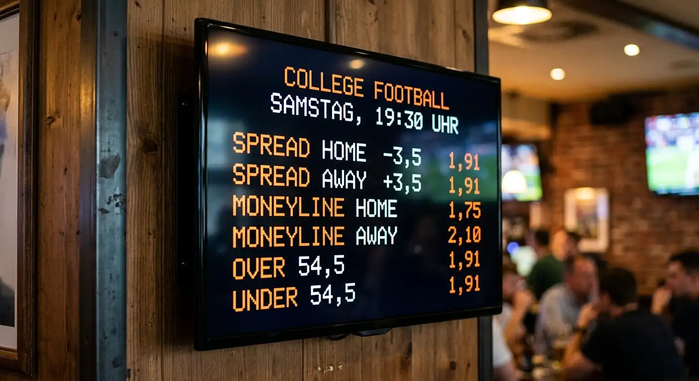 Quoten-Anzeige für ein Playoff-Spiel mit Spread und Moneyline beider Teams kurz vor Kickoff