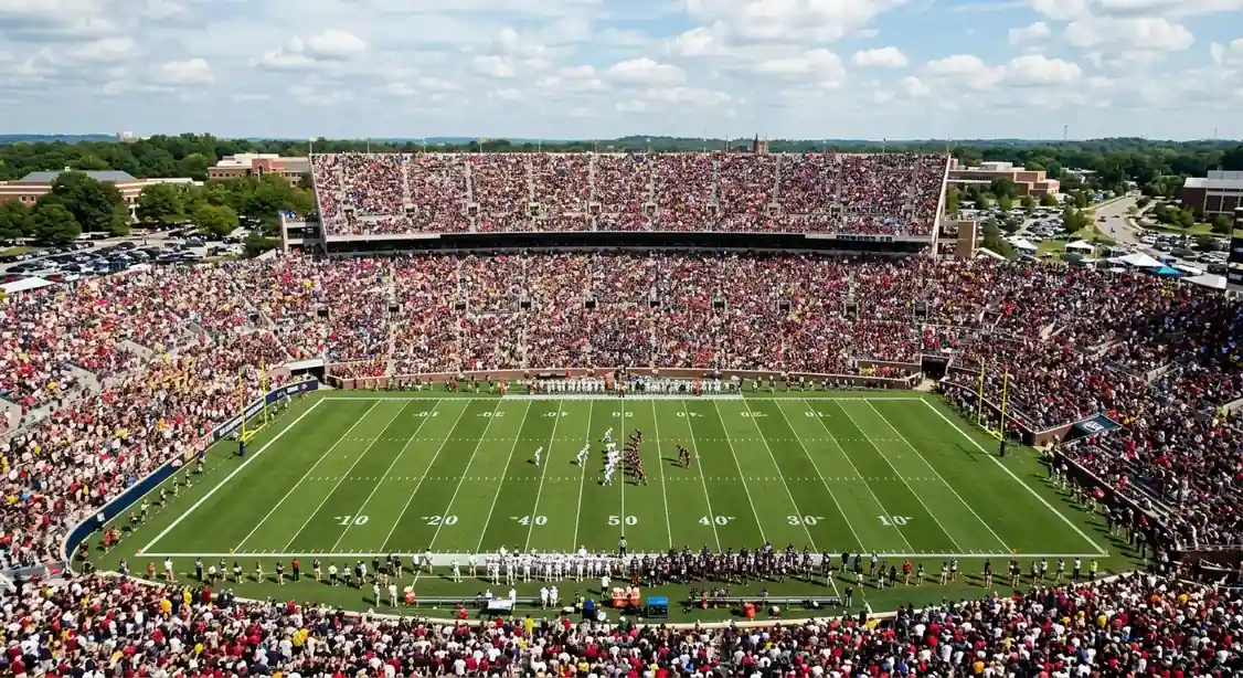 Volles College-Football-Stadion an einem Samstagnachmittag — typische Kulisse für FBS-Spiele in den USA